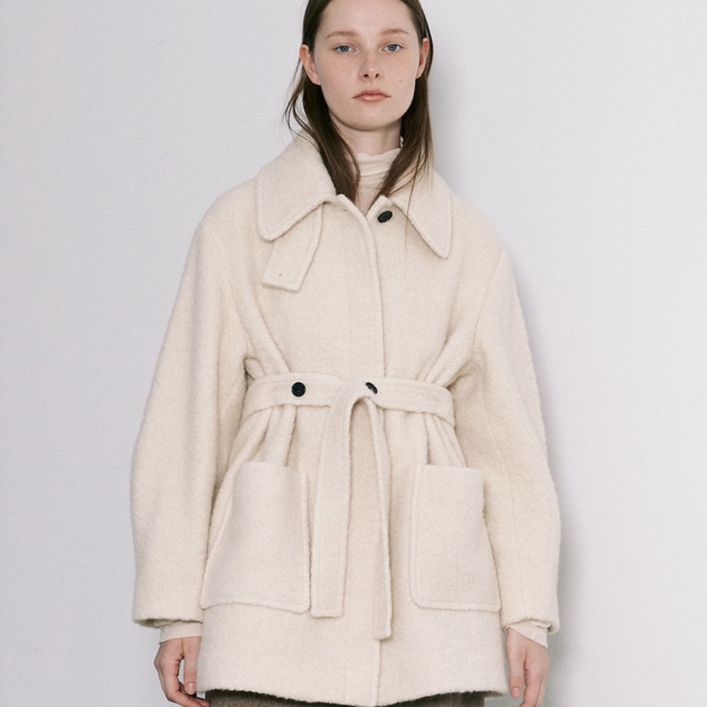 Women's Cream Belted Coat